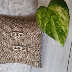 3 Link Silver Chunky Chain Drop Earrings